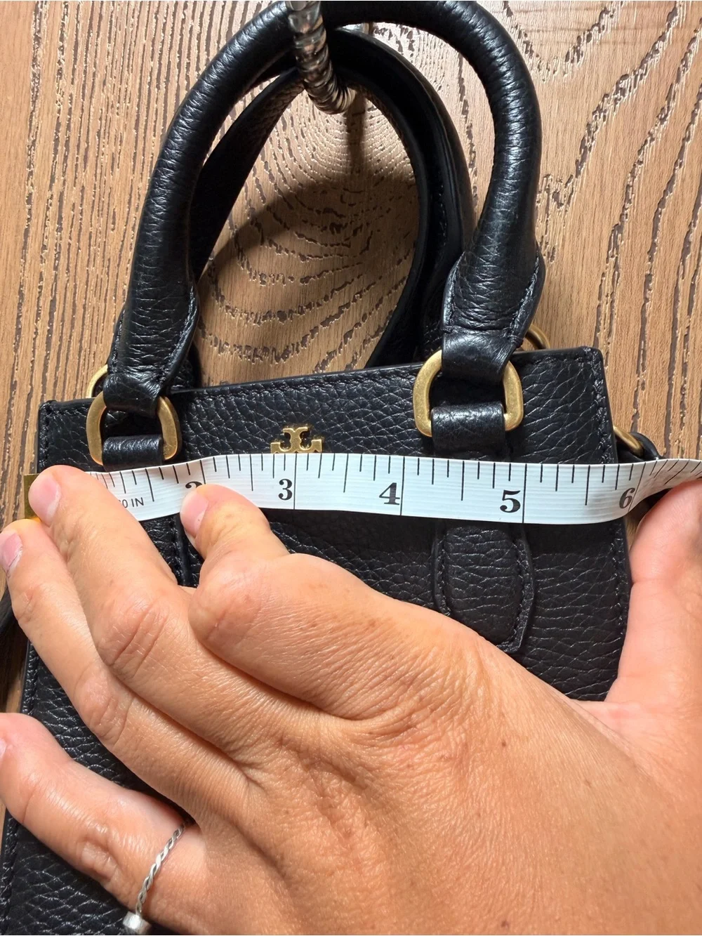 Tory Burch Black Pebbled Leather Mini Tote